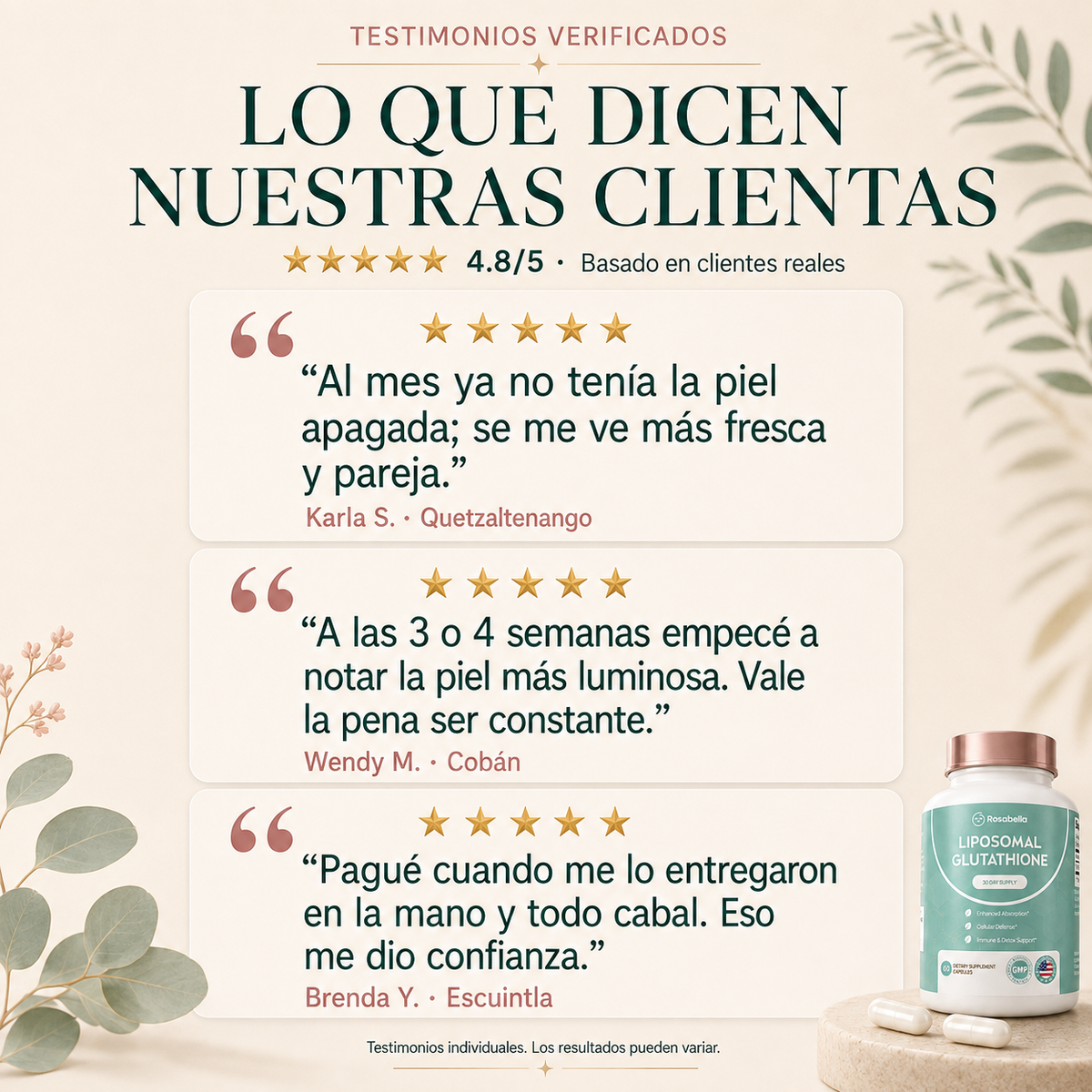 Rosabella™ Glutatión Liposomal 500 mg | Glow y Bienestar